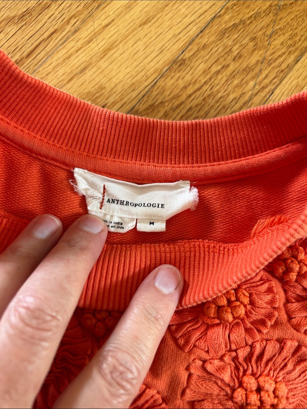 Anthropologie Orange Embroidered Sweatshirt - Picture 4 of 4